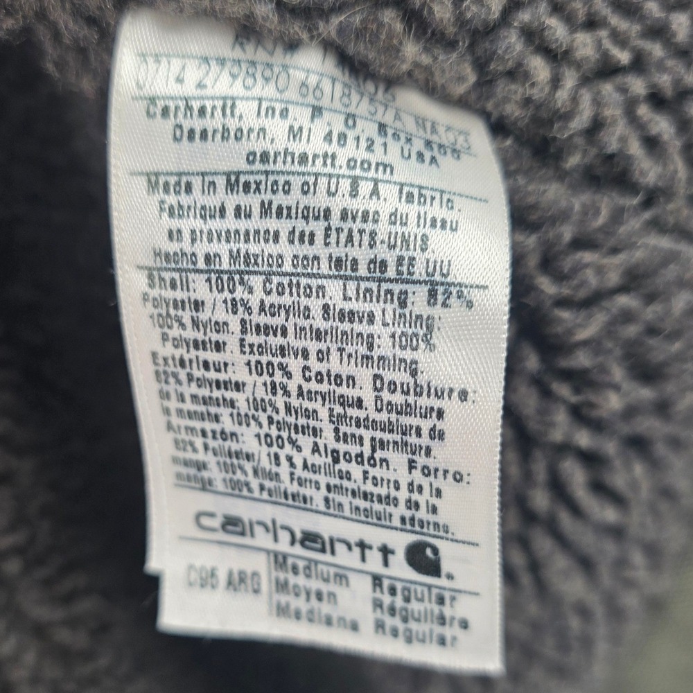 CARHARTT C95 JACKSON COAT MENS MEDIUM ARMY GREEN GRAY SHERPA HOODED JACKET 2014 - Picture 15 of 16
